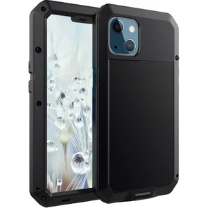 iPhone 13 Için Tank Serisi 360 Derece Tam Korumalı Dahili Temperli Cam Filmli Telefon Kılıfı - Siyah (Yurt Dışından)