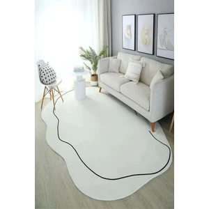 Decomia Home Dijital Baskılı Kaymaz Taban Yıkanabilir Lazer Kesim Siyah Çerçeveli Beyaz Salon HALI-YOLLUK-D7067
