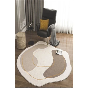 Decomia Home Dijital Baskılı Kaymaz Taban Yıkanabilir Lazer Kesim Gold Vizon Detay Krem HALI-PASPAS-D7058