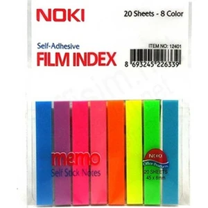 Memo 12401 Yapışkanlı Film Index 45 x 8 mm 20 Yaprak x 8 Adet - Karışık Neon Renk