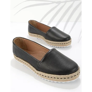 Siyah Hakiki Deri Kadın Espadril K01582012603