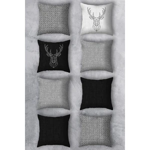Çift Tarafı Baskılı 43 x 43 cm. Kırlent Kılıfı 8'li Set Kombini