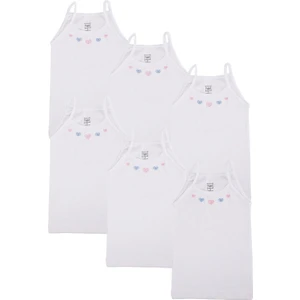 Kız Çocuk Beyaz Ip Askılı Atlet - 6'lı Paket