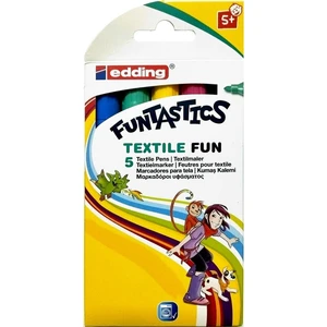 17 Funtastics Textile Fun Çocuklar Için Kumaş Boyama Kalemi 5'li Set Karışık
