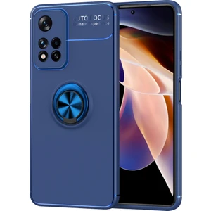 Metal Yüzük Tutucu Kılıf Xiaomi Redmi Not 11 Pro Siyah Kırmızı (Yurt Dışından)