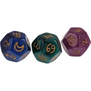 3 Adet Inci 12 Taraflı Astroloji Zar (Yurt Dışından)
