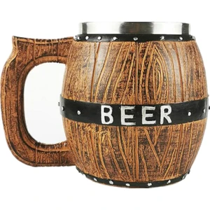 Viking Ahşap Tarzı Bira Bardağı - Kahverengi (Yurt Dışından)