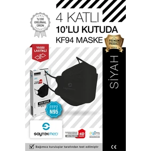 Saytekmed N95/ffp2 Kore Tipi 4 Katlı Siyah Maske, Tekli Poşet, Uv Steril (1 Kutu/ 10 Adet)