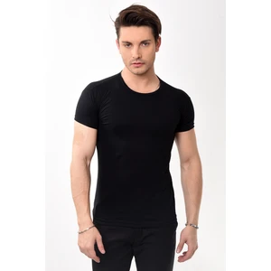 Erkek Slim Fit Basic Bisiklet Yaka Kısa Kollu T-Shirt Tişört Siyah