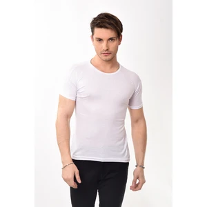 Erkek Slim Fit Basic Bisiklet Yaka Kısa Kollu T-Shirt Tişört Beyaz