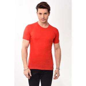 Erkek Slim Fit Basic Bisiklet Yaka Kısa Kollu T-Shirt Tişört Kırmızı