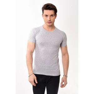 Erkek Slim Fit Basic Bisiklet Yaka Kısa Kollu T-Shirt Tişört Gri