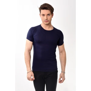 Erkek Slim Fit Basic Bisiklet Yaka Kısa Kollu T-Shirt Tişört Lacivert