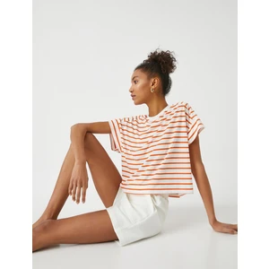 Bisiklet Yaka Kısa Kollu Çizgili Basic Tişört