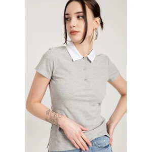 Jahr Marc Gri Kontrast Polo Yaka Slim Fit T-Shirt