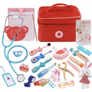 Ahşap Tıp Kutusu Doktor Oyuncaklar Q (Yurt Dışından)