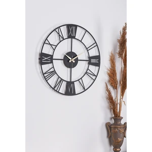 Muyika New  Roma Metal Siyah Sessiz Mekanizma Duvar Saati 50X50Cm Mds-50