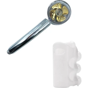 Buffer® 360 Derece Döner Turbo Pervaneli Duş Başlığı+ Vantuzlu Vakumlu Banyo Duş Başlığı Askı Tutucu