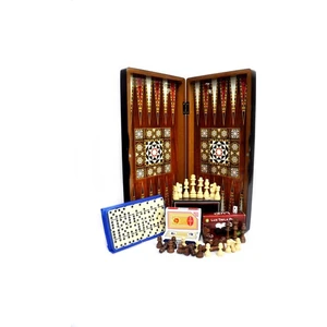 40*40 Orta Boy Ahşap Tavla Dama Satranç Domino ve Oyun Seti, Ahşap Tavla, Ahşap Satranç Seti