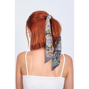 %100 İpek Gri Twilly Fular Van Gogh Badem Ağacı