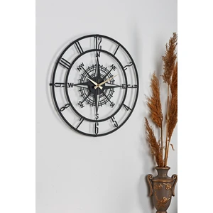 Muyika Bunnela Pusula Metal Siyah Sessiz Mekanizma Duvar Saati 50X50Cm Mds-50