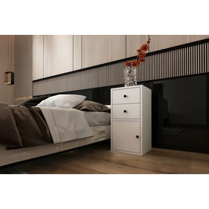 Dolapli Çekmeceli Komodin Beyaz 35 cm KMD-1017-Ç