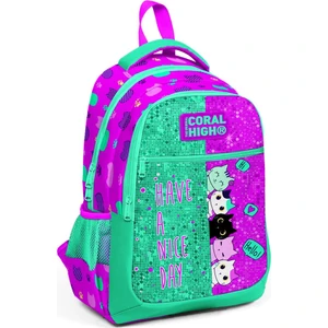 Coral High Kids Pembe-Su Yeşili Üç Bölmeli Okul Çantası 23490