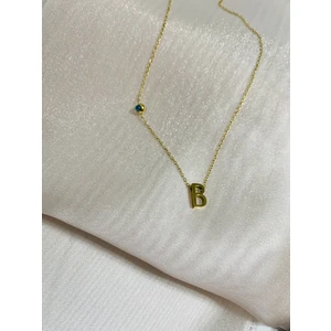 Ala Aksesuar Nazar Boncuklu B Harf Çelik Kolye