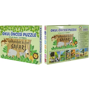 Okul Öncesi Hayvanlar Alemi Puzzle 8 Farklı Model 24 Parçalı