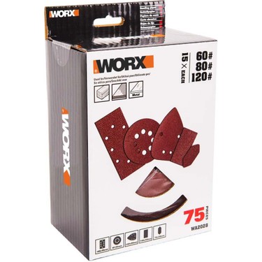 Worx WA2028 60, 80, 120 Kum, Metal ve Ahşap 75 Adet Cırtlı Fiyatı