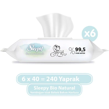 Sleepy Bio Natural Yenidoğan Islak Bebek Bakım Havlusu 6X40 (240