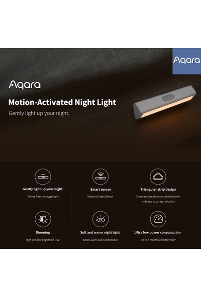 Aqara Indüksiyon LED Gece Lambası Insan Vücudu Akıllı