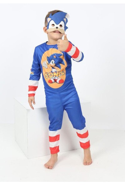 Masho Trend Baskılı Kirpi Sonic Kostümü - Sonic The Hedgehog Costum - Sonic Cosplay