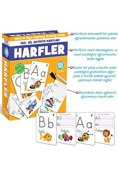 Sevfe Marka: Circle Toys Harfler Yaz-Sil Aktivite Kartları Çift Taraflı 32KART Kategori: Oyun Kartları
