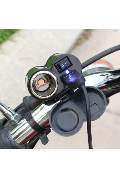 Knmaster Motosiklet Kompakt Çakmaklık ve USB Şarj Soketi