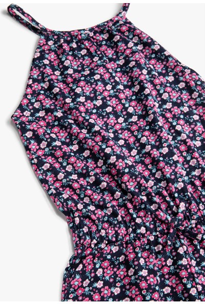 Koton Kız Çocuk Çiçekli Halter Yaka Tulum Pamuklu