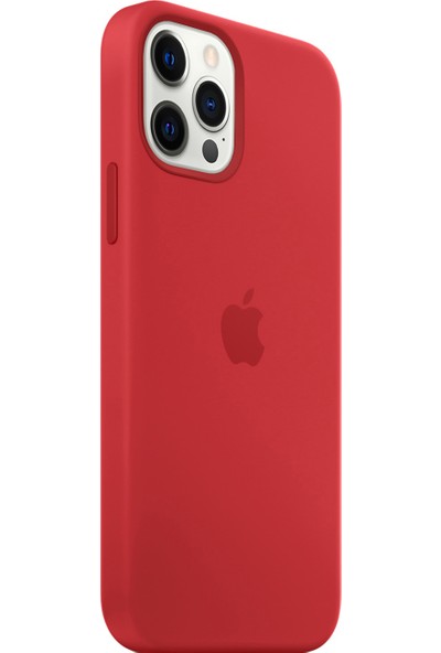Abk Fashion Apple iPhone 12 Pro Max Silikon Kılıf Logolu Lansman Kılıf - Kırmızı