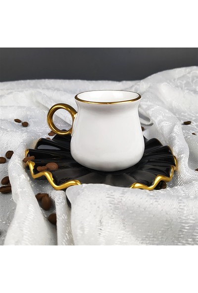 Carmen Soft Porselen 6'lı Siyah Kahve Fincan Takımı