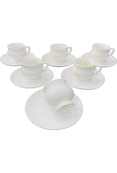 Tekbir Lüx 6 Lı Beyaz Porselen Kahve Fincan Takımı