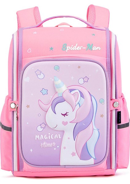 Unicorn Desen Baskılı Çocuk Öğrenci Sırt Çantası - Pembe (Yurt Dışından)