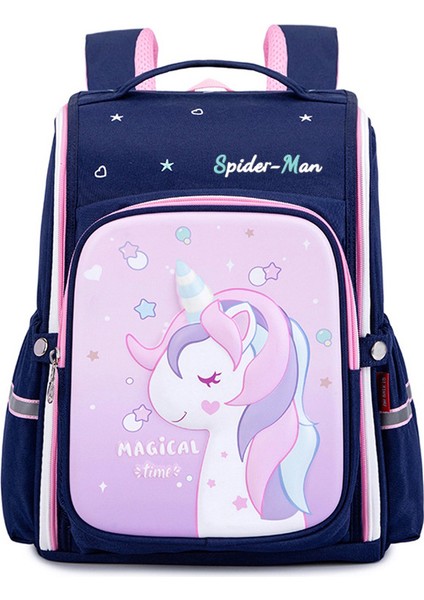 Unicorn Desen Baskılı Çocuk Öğrenci Sırt Çantası - Lacivert (Yurt Dışından)