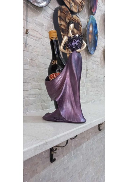 Mor Şaraplık Kız Dekoratif Obje