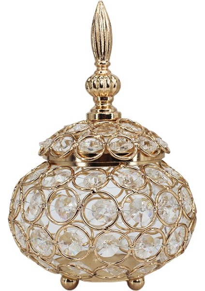 F Fityle Kristal Çay Işık Mumluk Düğün Masa Centerpiece Şamdan Mücevher Kutusu Altın (Yurt Dışından)