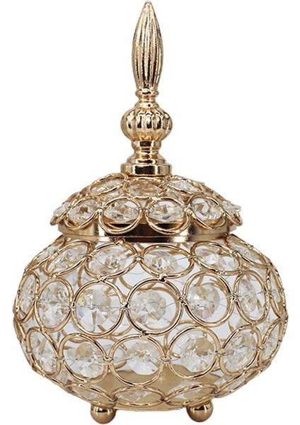 F Fityle Kristal Çay Işık Mumluk Düğün Masa Centerpiece Şamdan Mücevher Kutusu Altın (Yurt Dışından) modelleri