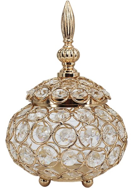 F Fityle Kristal Çay Işık Mumluk Düğün Masa Centerpiece Şamdan Mücevher Kutusu Altın (Yurt Dışından) indirimleri