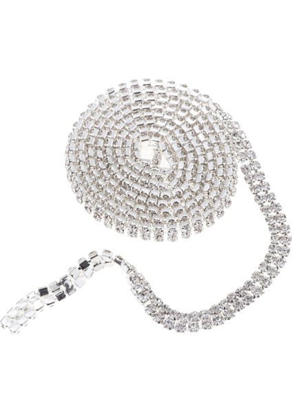 F Fityle 2 Satır Kristal Rhinestone Yakın Zincir Diy Elmas Örgü Kurdele 1 Yard Gümüş (Yurt Dışından) fırsatları