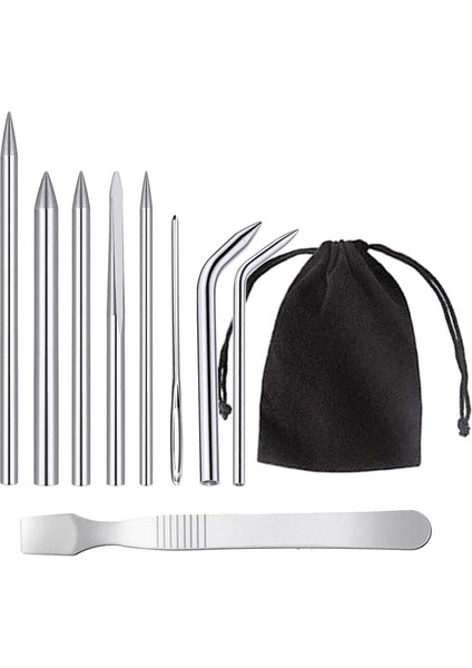 F Fityle Premium Paslanmaz Çelik Paracord Dikiş Seti Bağlantı Düzleştirici Örgü Iğneleri ile Velvet Çanta ile Dantel Paracord Bilezik El Sanatları Aracı - 9 Adet (Yurt Dışından)