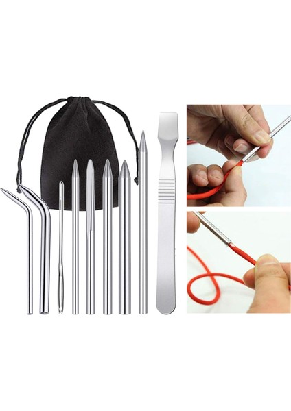 F Fityle Premium Paslanmaz Çelik Paracord Dikiş Seti Bağlantı Düzleştirici Örgü Iğneleri ile Velvet Çanta ile Dantel Paracord Bilezik El Sanatları Aracı - 9 Adet (Yurt Dışından) indirimleri