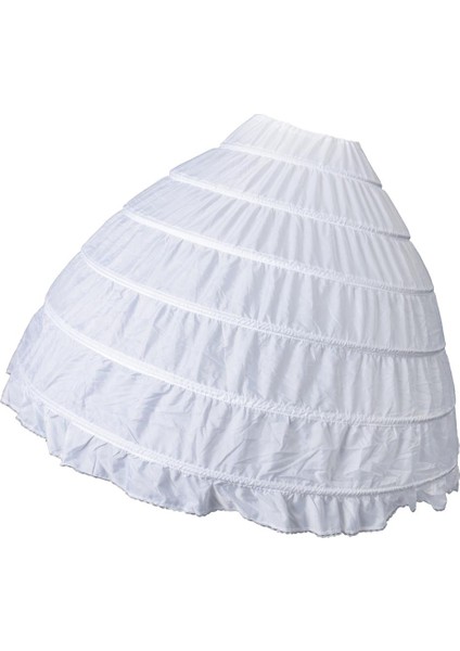 F Fityle Beyaz Uzun 6 Hoop Petticoat Crinoline Düğün Gelin Kostüm Aksesuarları (Yurt Dışından)