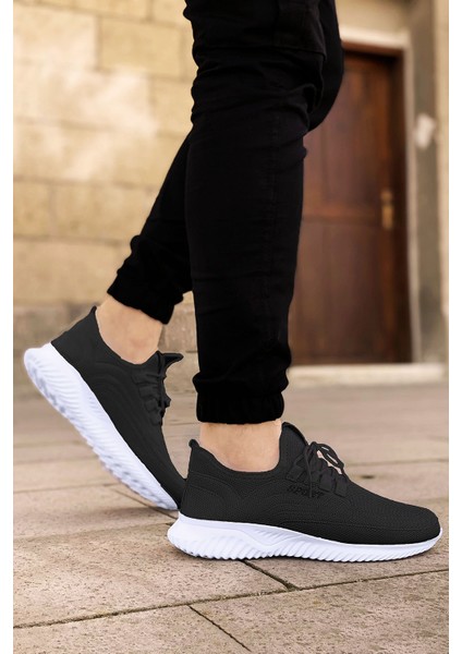 Siyah Beyaz Beyaz Ultra Hafif Triko Spor Ayakkabı
